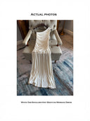 Off-White One-Shoulder Knit Bodycon Maxi Dress | Ruched Slim-Fit Mermaid Gown