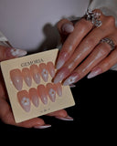 (JDD1017#) Handmade Press-On Nails | Reusable, Salon-Quality, Long-Lasting, Glossy Design, 3D Embellished Almond Press-On Nails, Elegant Party & Wedding Wear Style