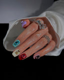 (16AM00#) Handmade Press-On Nails | Reusable, Salon-Quality, Long-Lasting, Glossy Design, Colorful Gemstone Square Press On Nails Y2K 3D Crystal Luxury Party Nails