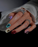 (16AM00#) Handmade Press-On Nails | Reusable, Salon-Quality, Long-Lasting, Glossy Design, Colorful Gemstone Square Press On Nails Y2K 3D Crystal Luxury Party Nails