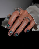 (AM0034#) Handmade Press-On Nails | Reusable, Salon-Quality, Long-Lasting, Glossy Design, Crystal Rhinestone Press On Nails, Short Square Nude Pink Gemstone Fake Nail Set