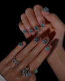 (AM0034#) Handmade Press-On Nails | Reusable, Salon-Quality, Long-Lasting, Glossy Design, Crystal Rhinestone Press On Nails, Short Square Nude Pink Gemstone Fake Nail Set
