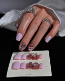 (AM0033#) Handmade Press-On Nails | Reusable, Salon-Quality, Long-Lasting, Glossy Design, Crystal Rhinestone Press On Nails, Lavender Pink Short Square Fake Nail Set