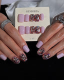 (AM0033#) Handmade Press-On Nails | Reusable, Salon-Quality, Long-Lasting, Glossy Design, Crystal Rhinestone Press On Nails, Lavender Pink Short Square Fake Nail Set
