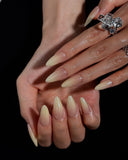 (JDD1024#) Handmade Press-On Nails | Reusable, Salon-Quality, Long-Lasting, Glossy Design, Nude Beige Gradient Almond Nails