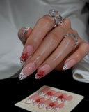 (JDD000#) Handmade Press-On Nails | Reusable, Salon-Quality, Long-Lasting, Glossy Design,Pink Handmade Carved Press-On Nails Set