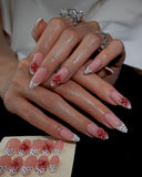 (JDD000#) Handmade Press-On Nails | Reusable, Salon-Quality, Long-Lasting, Glossy Design,Pink Handmade Carved Press-On Nails Set