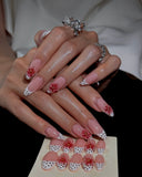 (JDD000#) Handmade Press-On Nails | Reusable, Salon-Quality, Long-Lasting, Glossy Design,Pink Handmade Carved Press-On Nails Set