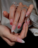 (JDD000#) Handmade Press-On Nails | Reusable, Salon-Quality, Long-Lasting, Glossy Design,Pink Handmade Carved Press-On Nails Set