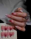 (JDD000#) Handmade Press-On Nails | Reusable, Salon-Quality, Long-Lasting, Glossy Design,Pink Handmade Carved Press-On Nails Set