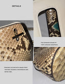 Vintage Genuine Python Leather Top Handle Bag | Turquoise Accent  Trapezoidal Clutch