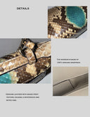Vintage Genuine Python Leather Vanity Bag | Turquoise Accent Convertible Clutch & Crossbody