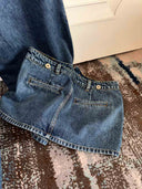 Vintage Blue Double Waistband Wide-Leg Jeans