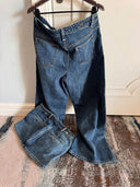 Vintage Blue Double Waistband Wide-Leg Jeans