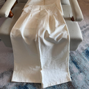 Off-White Cotton-Linen Halterneck Backless Vest + Wide-Leg Pants Two-Piece Set