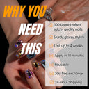(AM0032#) Handmade Press-On Nails | Reusable, Salon-Quality, Long-Lasting, Glossy Design, Crystal Rhinestone Press On Nails, Icy Blue Star Short Square Fake Nail Set