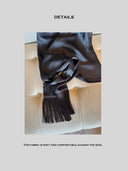 Black Acetate Satin Halterneck Top | Backless Fringe Tie Detail Sleeveless Blouse