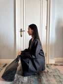 Minimalist V-neck Collarless Blazer Suit Oversized Wide-Leg Pants  Two-Piece Set in