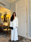 Minimalist V-neck Collarless Blazer Suit Oversized Wide-Leg Pants  Two-Piece Set in