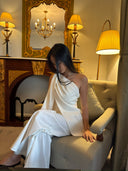 Minimalist Asymmetric Shoulder Tie Vest | Off-White  Elegant Sleeveless Outerwear Top