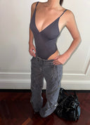 Grey Structured Cargo Pants