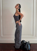 Grey Structured Cargo Pants