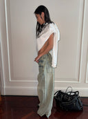 Distressed Light Blue Washed Wide-Leg Jeans Unisex
