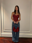 Vintage Blue Double Waistband Wide-Leg Jeans