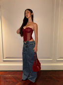 Wine Red Suede Bag
