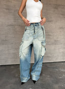 Blue Gradient Cargo Jeans