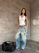 Blue Gradient Cargo Jeans
