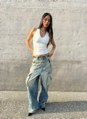 Blue Gradient Cargo Jeans