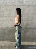 Blue Gradient Cargo Jeans