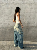 Blue Gradient Cargo Jeans