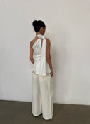 Minimalist Asymmetric Shoulder Tie Vest | Off-White  Elegant Sleeveless Outerwear Top