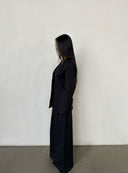 Minimalist V-neck Collarless Blazer Suit Oversized Wide-Leg Pants  Two-Piece Set in