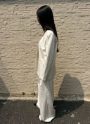 Minimalist V-neck Collarless Blazer Suit Oversized Wide-Leg Pants  Two-Piece Set in