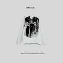 White Long-sleeved Printed T-shirt