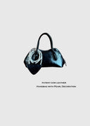 Glossy Cowhide Shell Bag